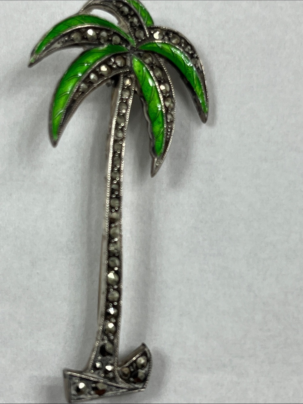 1930’s Palm Tree Sterling & Old Marcasites Broich - Picture 5 of 7